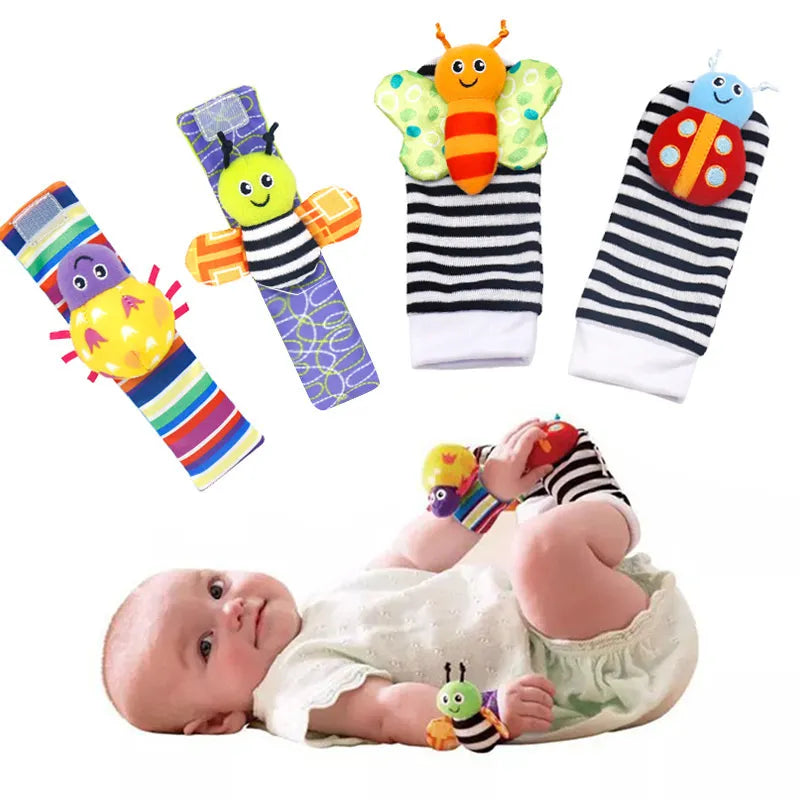 Baby Rattle Set: Soft Plush Foot & Wrist Toys