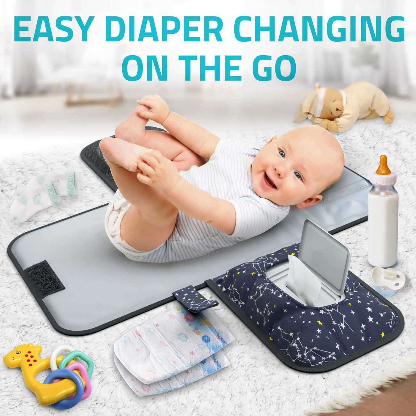 Premium Portable Diaper Changing Pad - Soft, Lightweight, and Waterproof