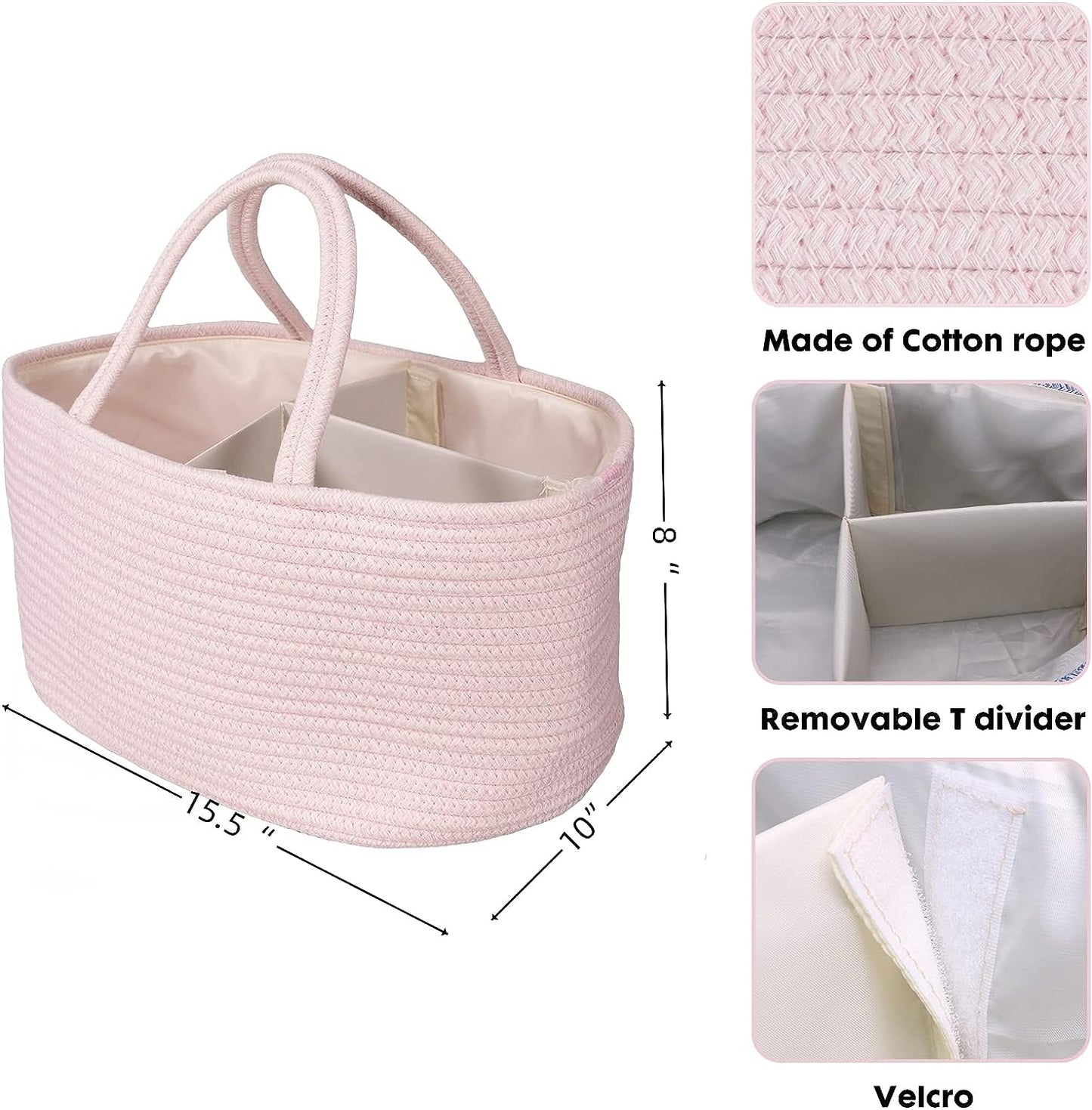 Pink Diaper Caddy 👜 Portable Organizer for Baby Essentials