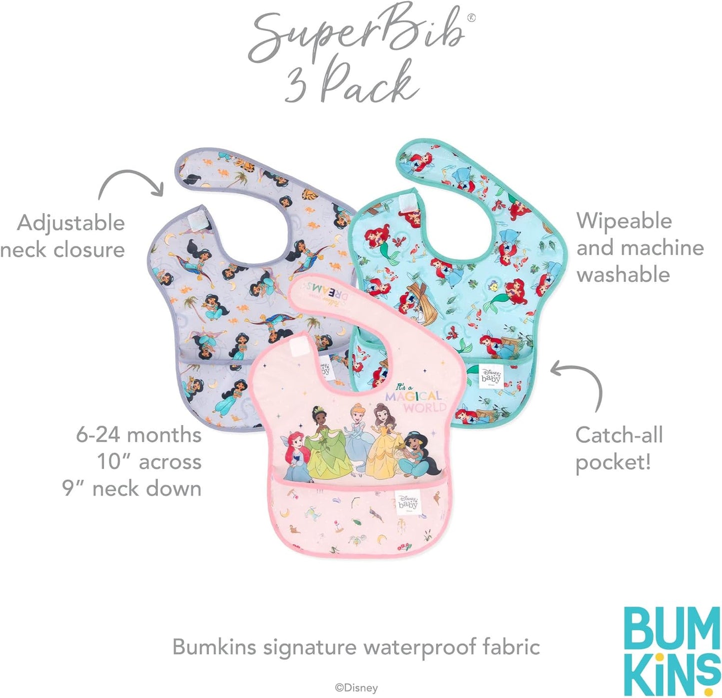 Bumkins Bibs for Girl or Boy, SuperBib Baby and Toddler for 6-24 Months, Essential Must Have for Eating, Feeding Supplies…