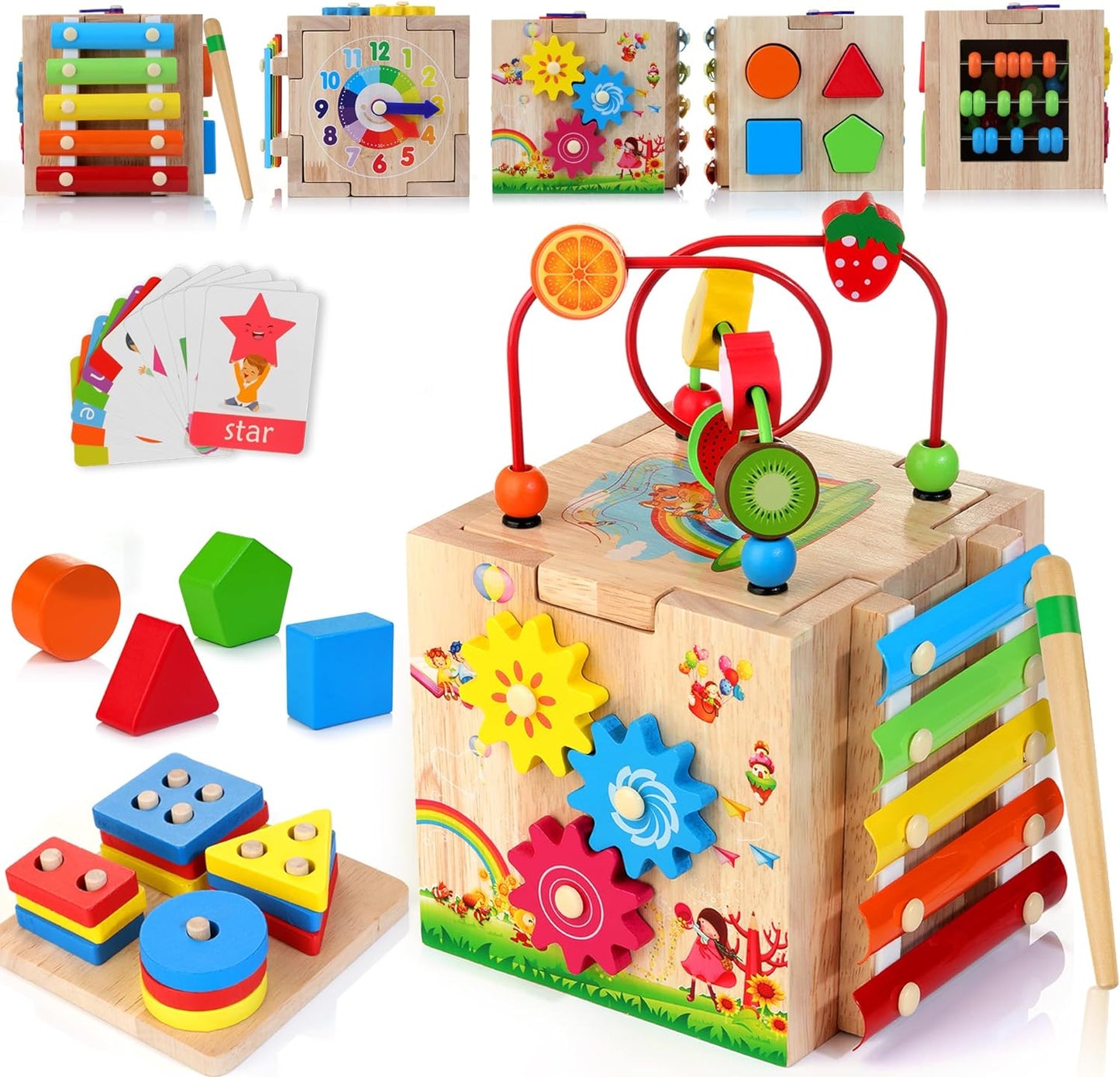 🎁 HELLOWOOD 8-in-1 Activity Cube for 1+ Year Olds ✨