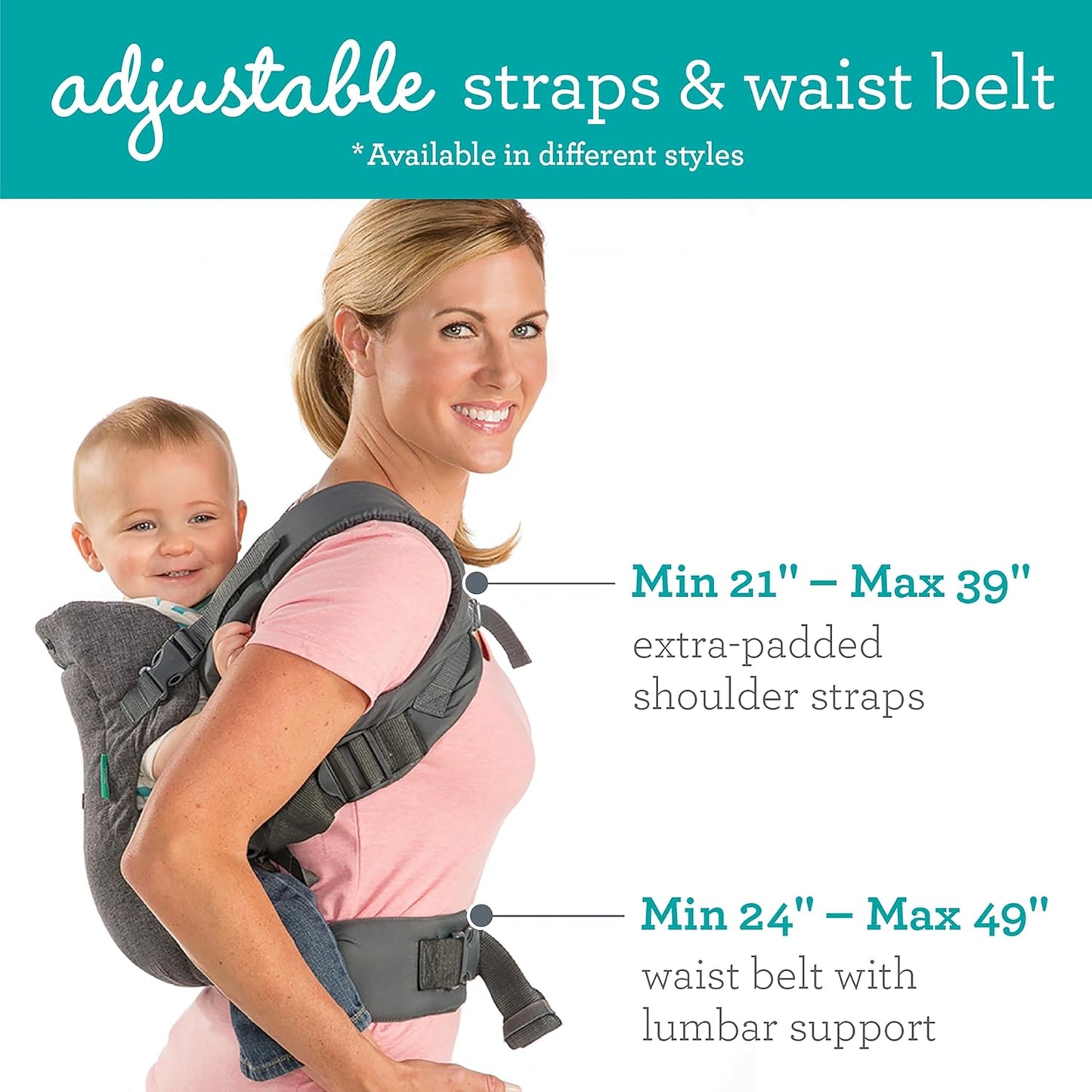 Infantino Flip Advanced 4-in-1 Carrier back carry for newborns and older babies 8-32 lbs